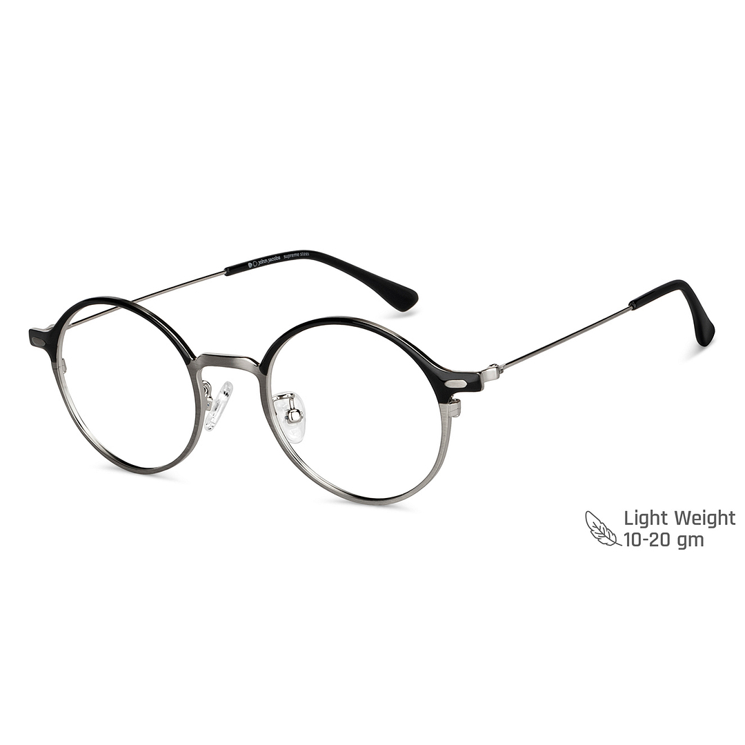 John Jacobs Online Dark Gunmetal Full Rim Round left side
