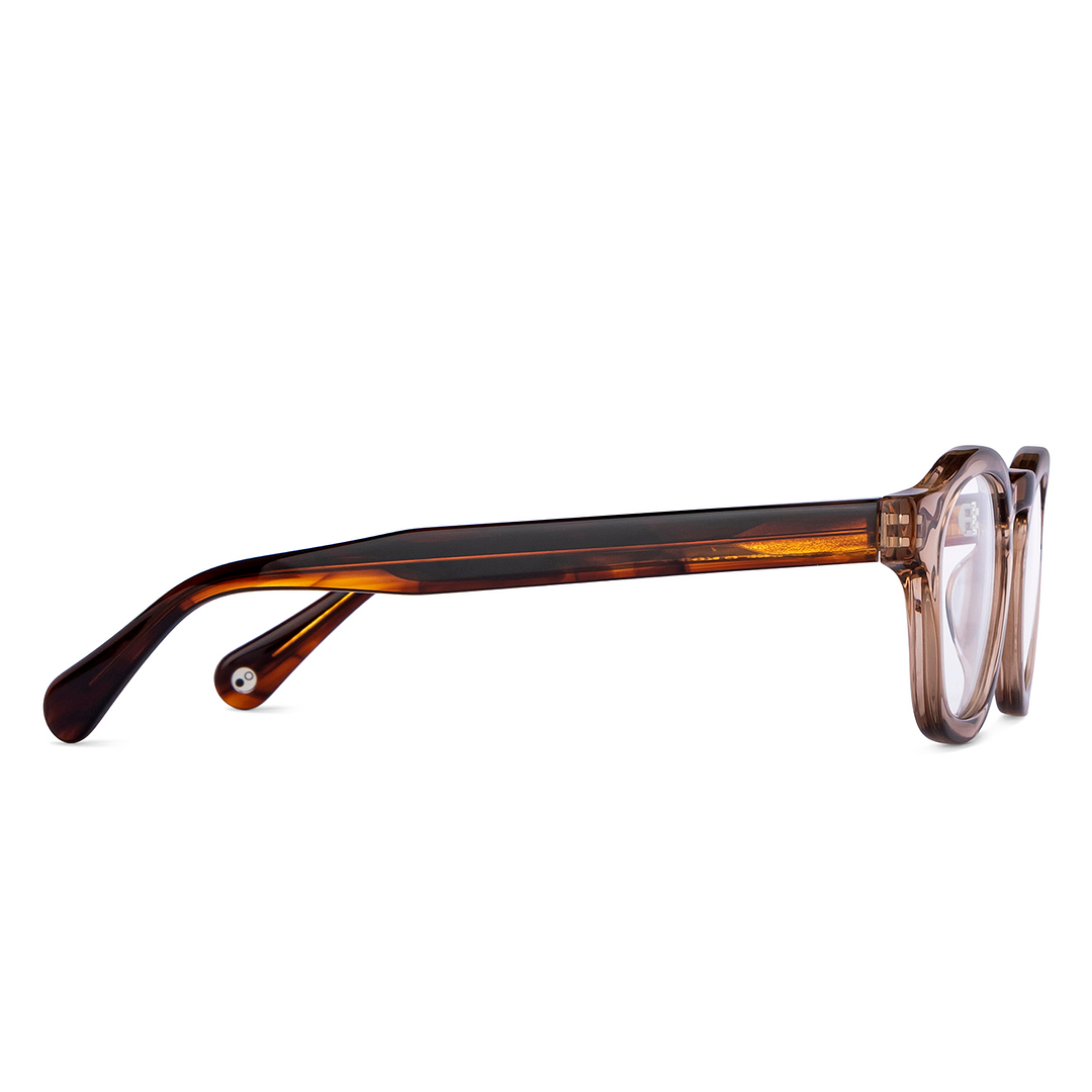 John Jacobs Brown Transparent Full Rim Rectangle left side