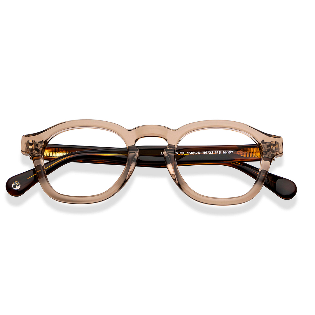 John Jacobs Brown Transparent Full Rim Rectangle left side