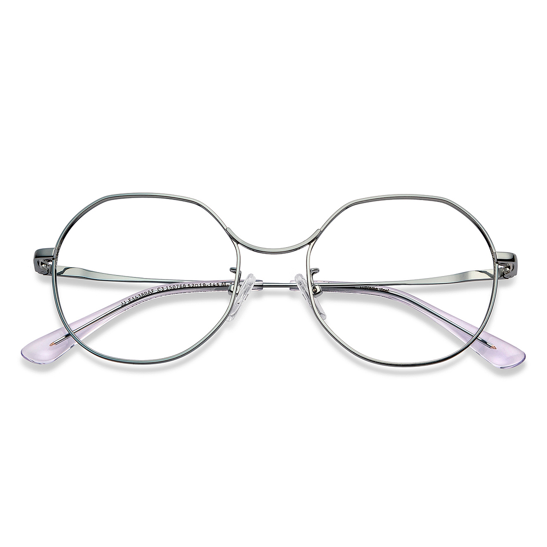 John Jacobs Online Gunmetal Full Rim Geometric left side