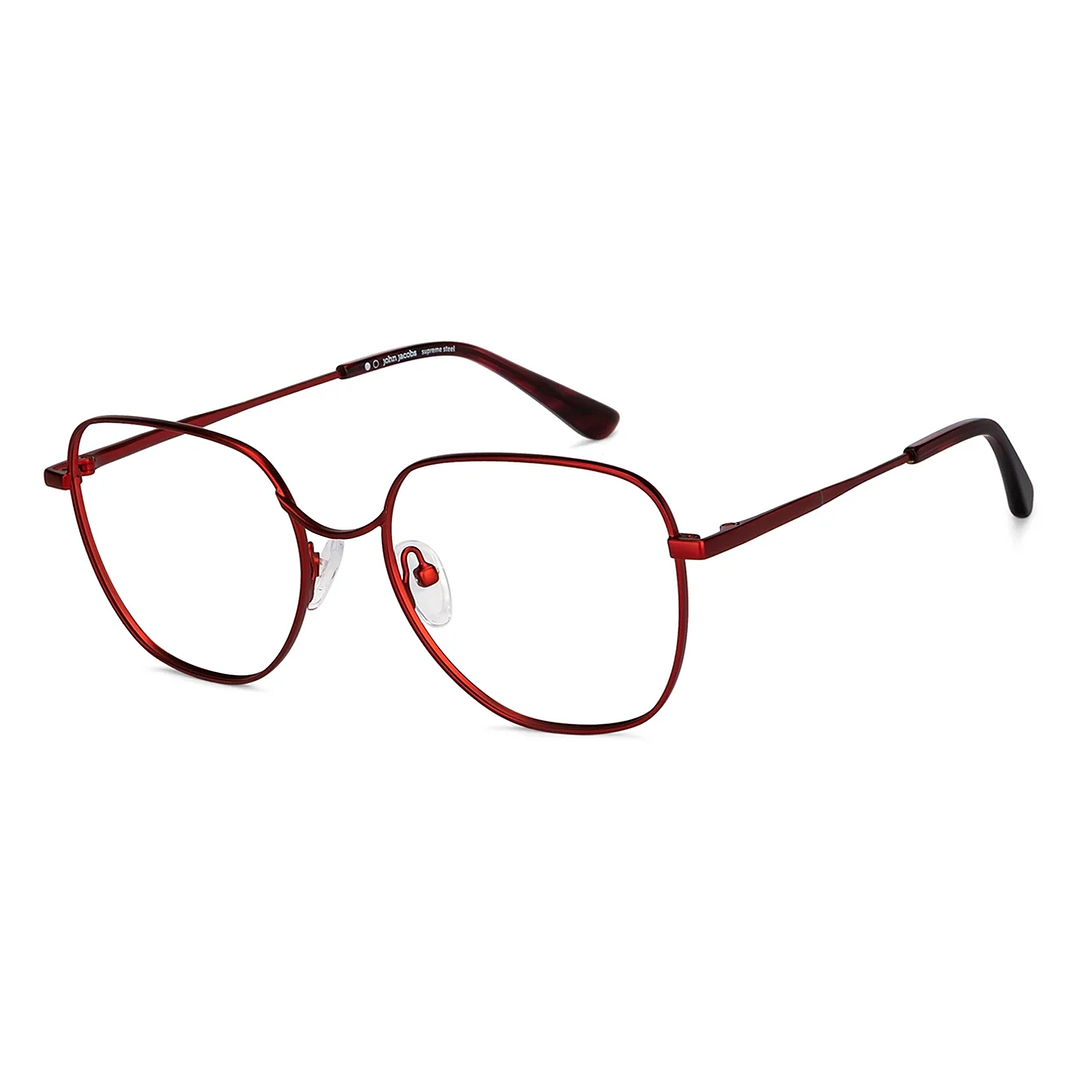 John Jacobs Online Red Full Rim Geometric left side