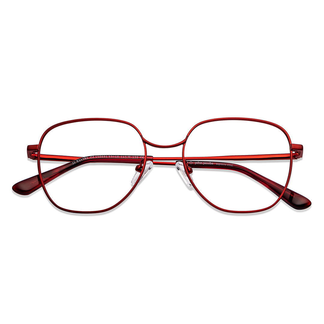 John Jacobs Online Red Full Rim Geometric left side