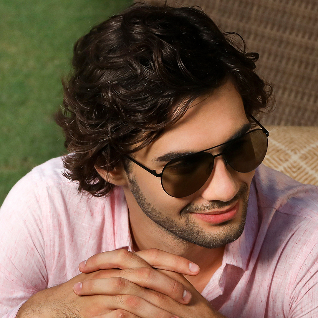 John Jacobs Black Full Rim Aviator right side