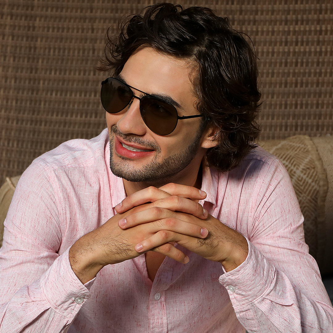 John Jacobs Black Full Rim Aviator left side