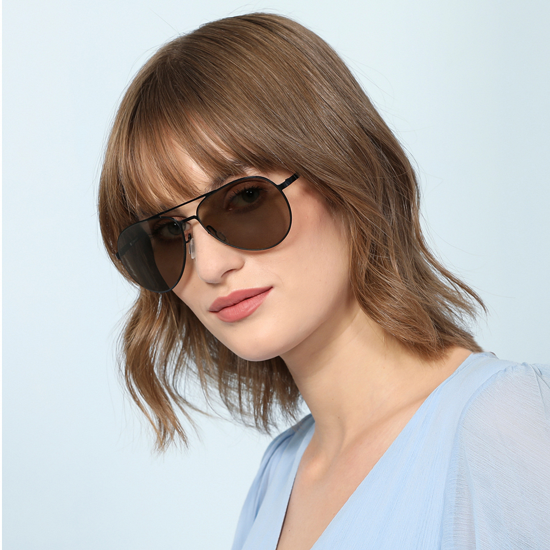 John Jacobs Black Full Rim Aviator left side