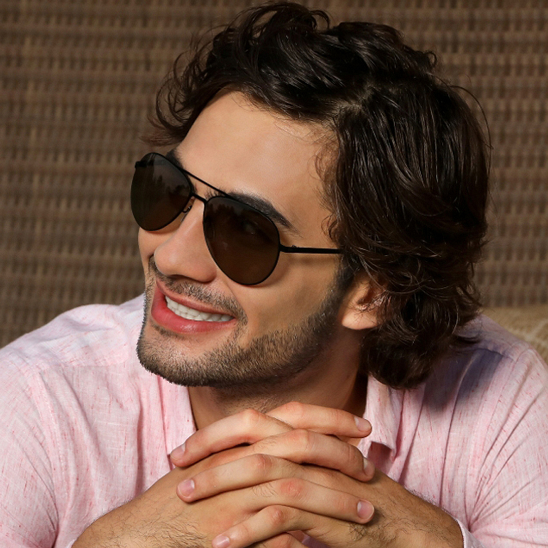 John Jacobs Black Full Rim Aviator left side