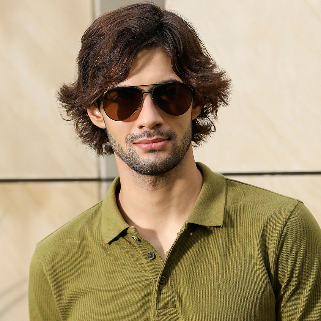 John Jacobs Online Gunmetal Full Rim Aviator left side