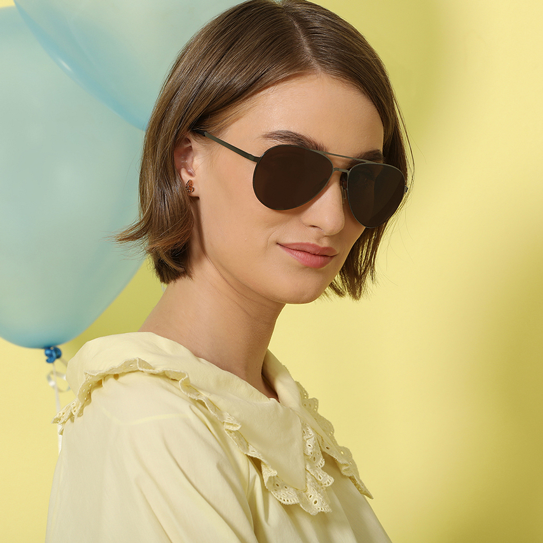 John Jacobs Online Gunmetal Full Rim Aviator right side