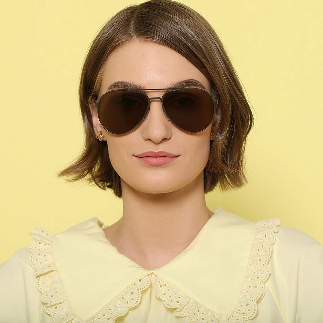 John Jacobs Online Gunmetal Full Rim Aviator left side