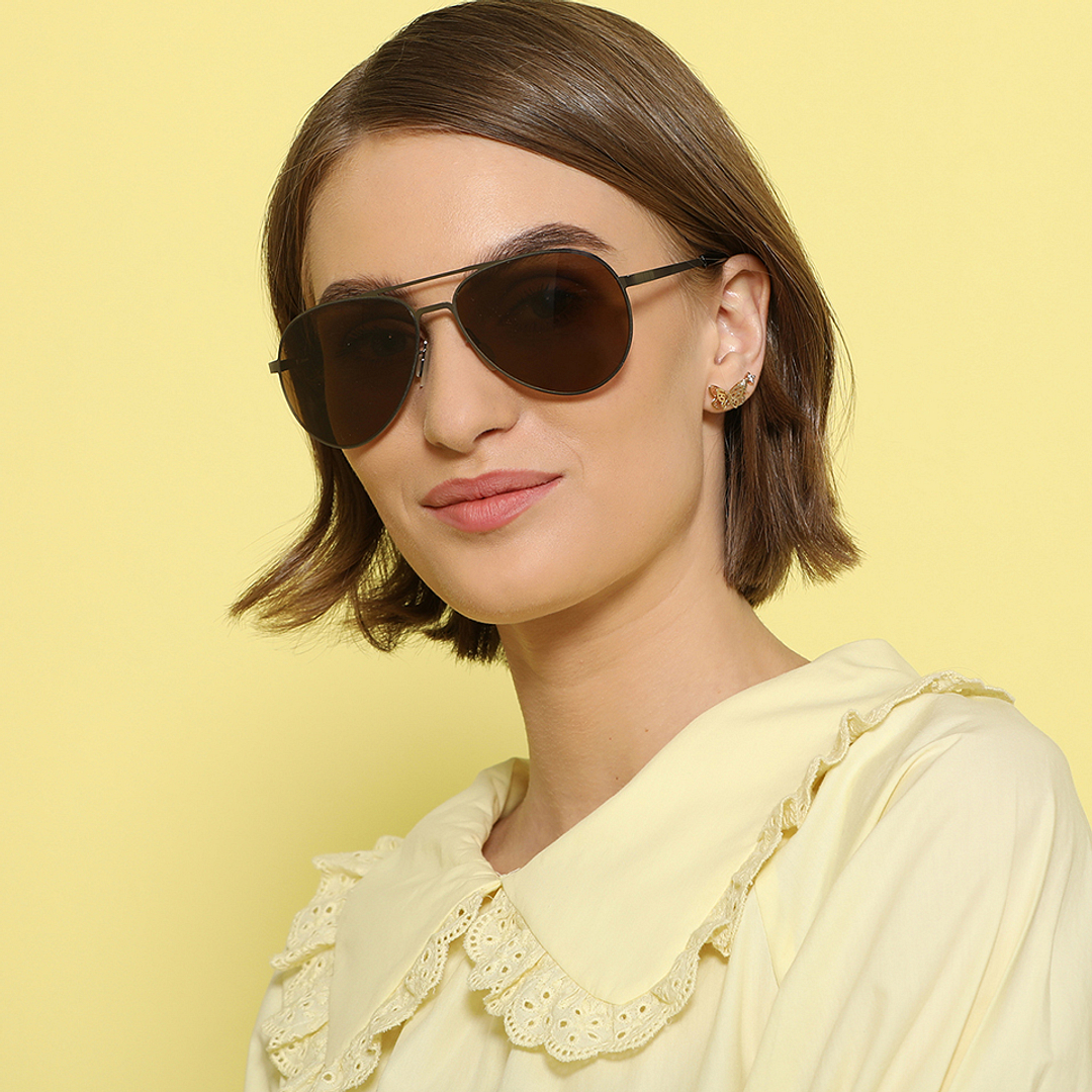 John Jacobs Online Gunmetal Full Rim Aviator left side