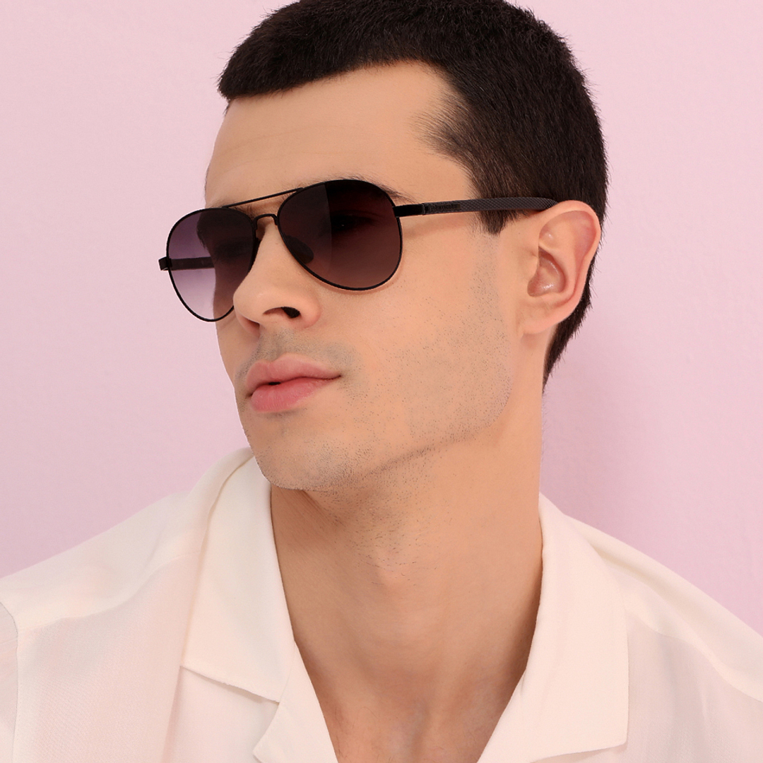 John Jacobs Online Black Full Rim Aviator left side