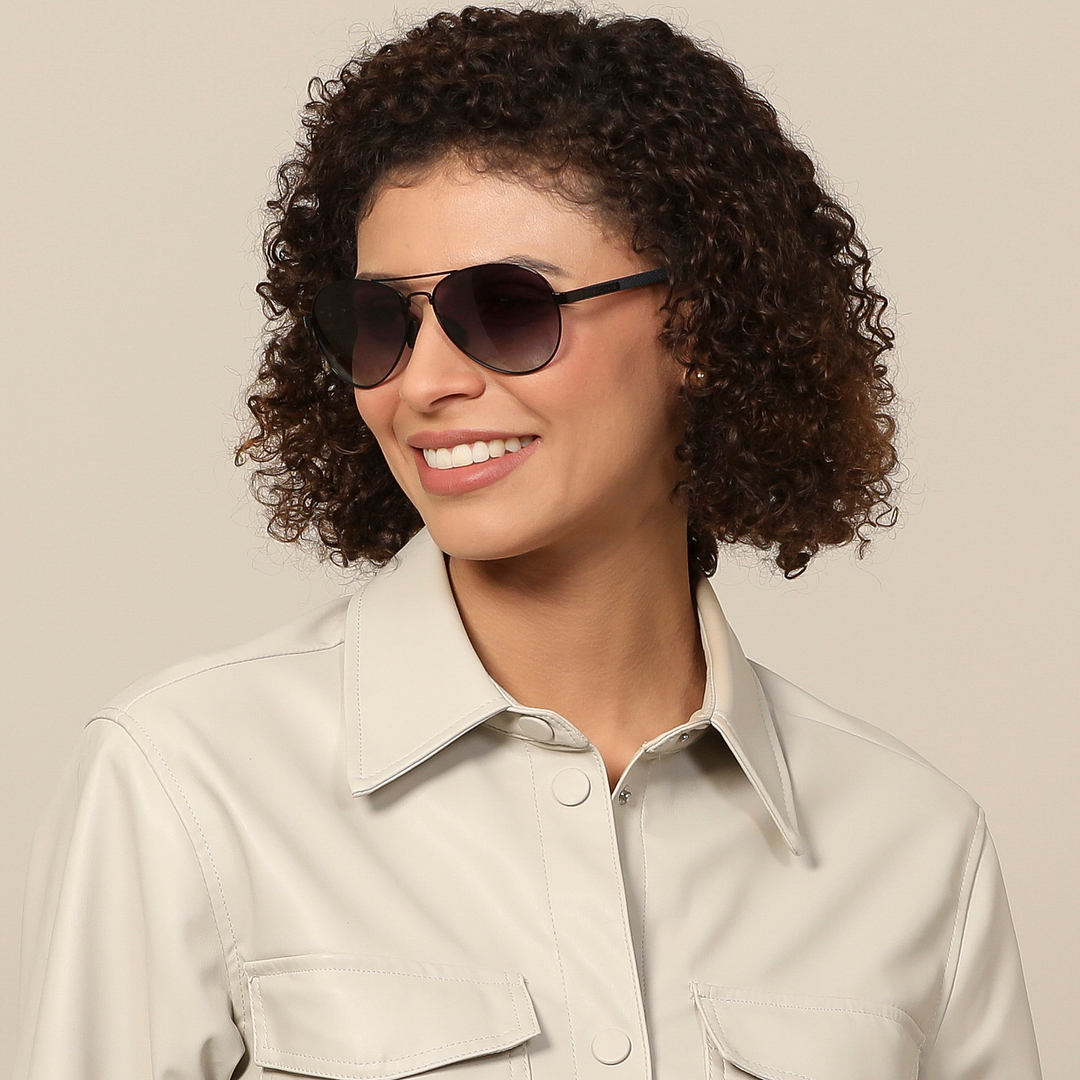 John Jacobs Black Full Rim Aviator left side