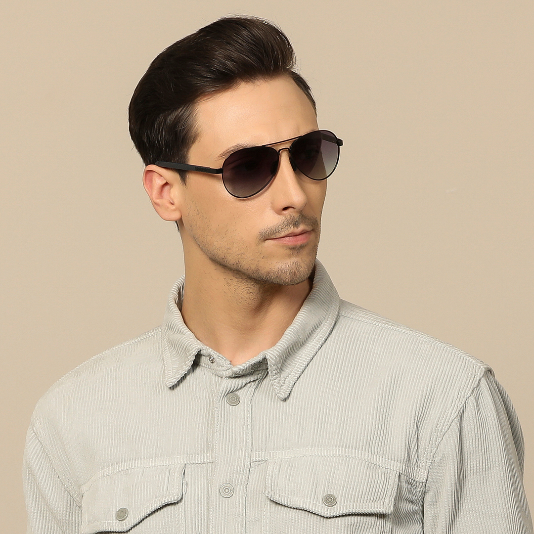 John Jacobs Black Full Rim Aviator left side