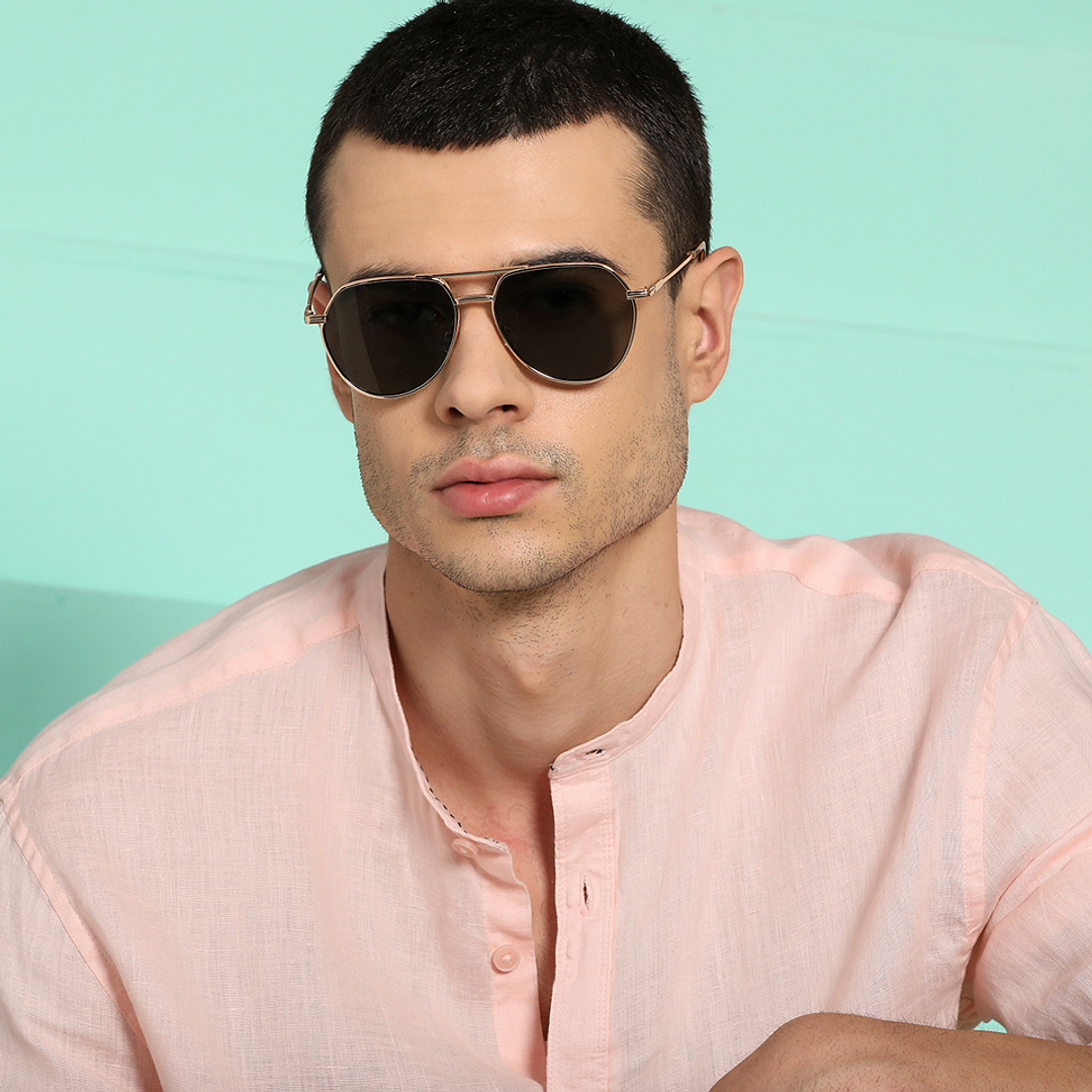 John Jacobs Gold Full Rim Aviator left side