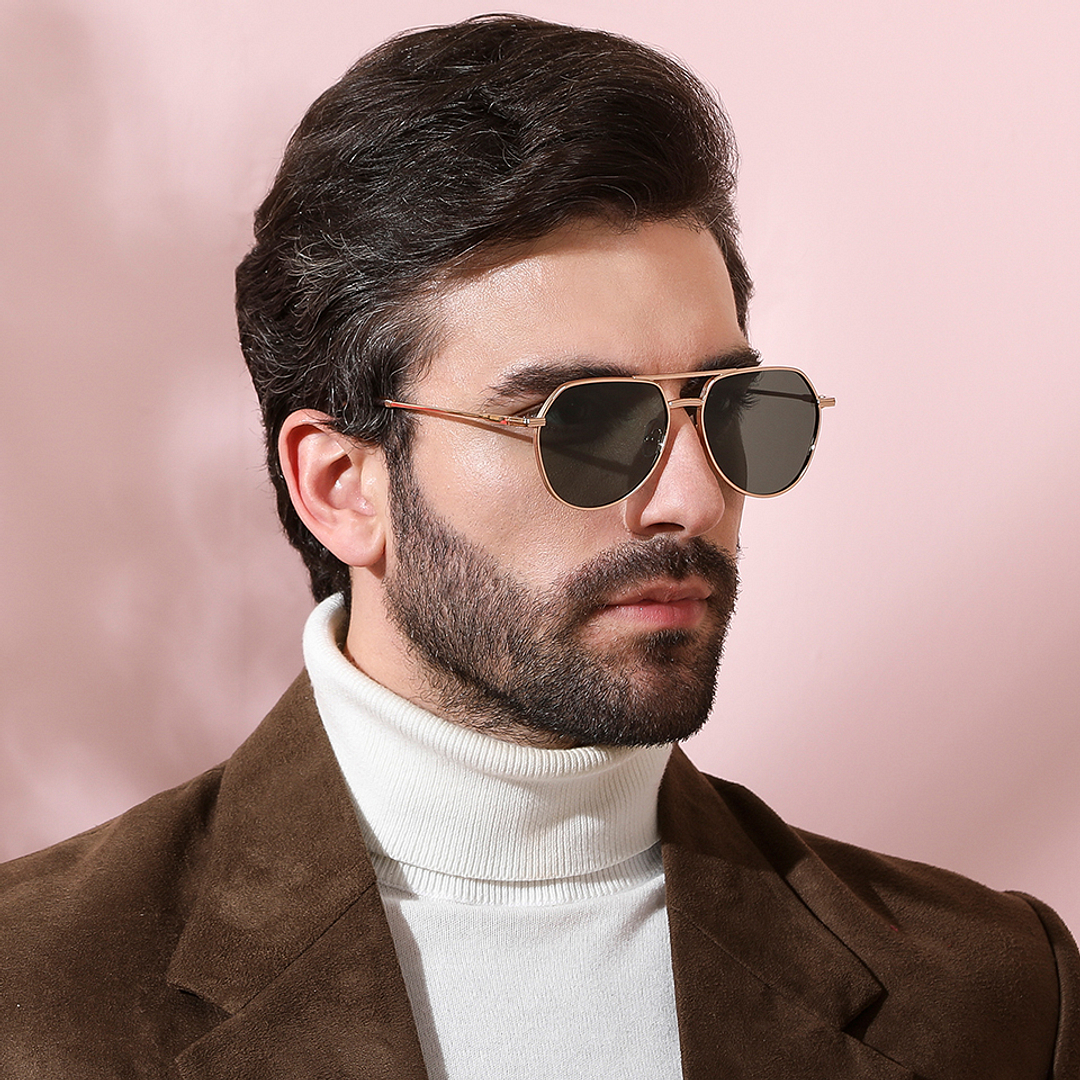 John Jacobs Gold Full Rim Aviator right side