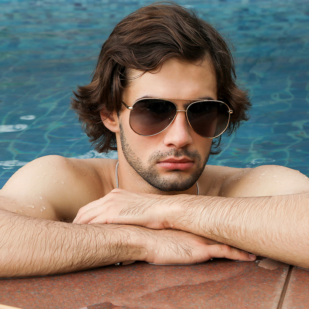 John Jacobs Online Gold Full Rim Aviator left side