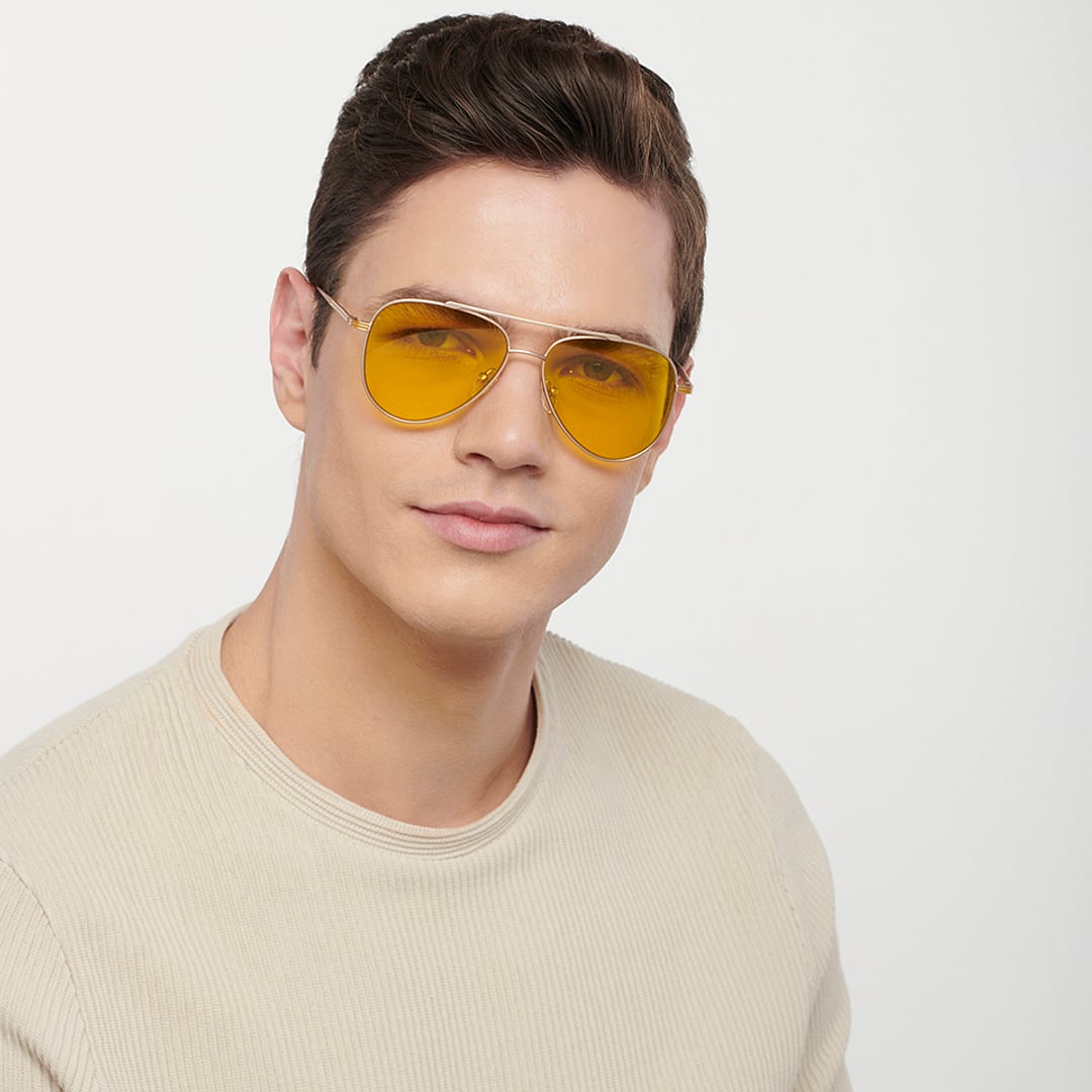 John Jacobs Gold Full Rim Aviator left side