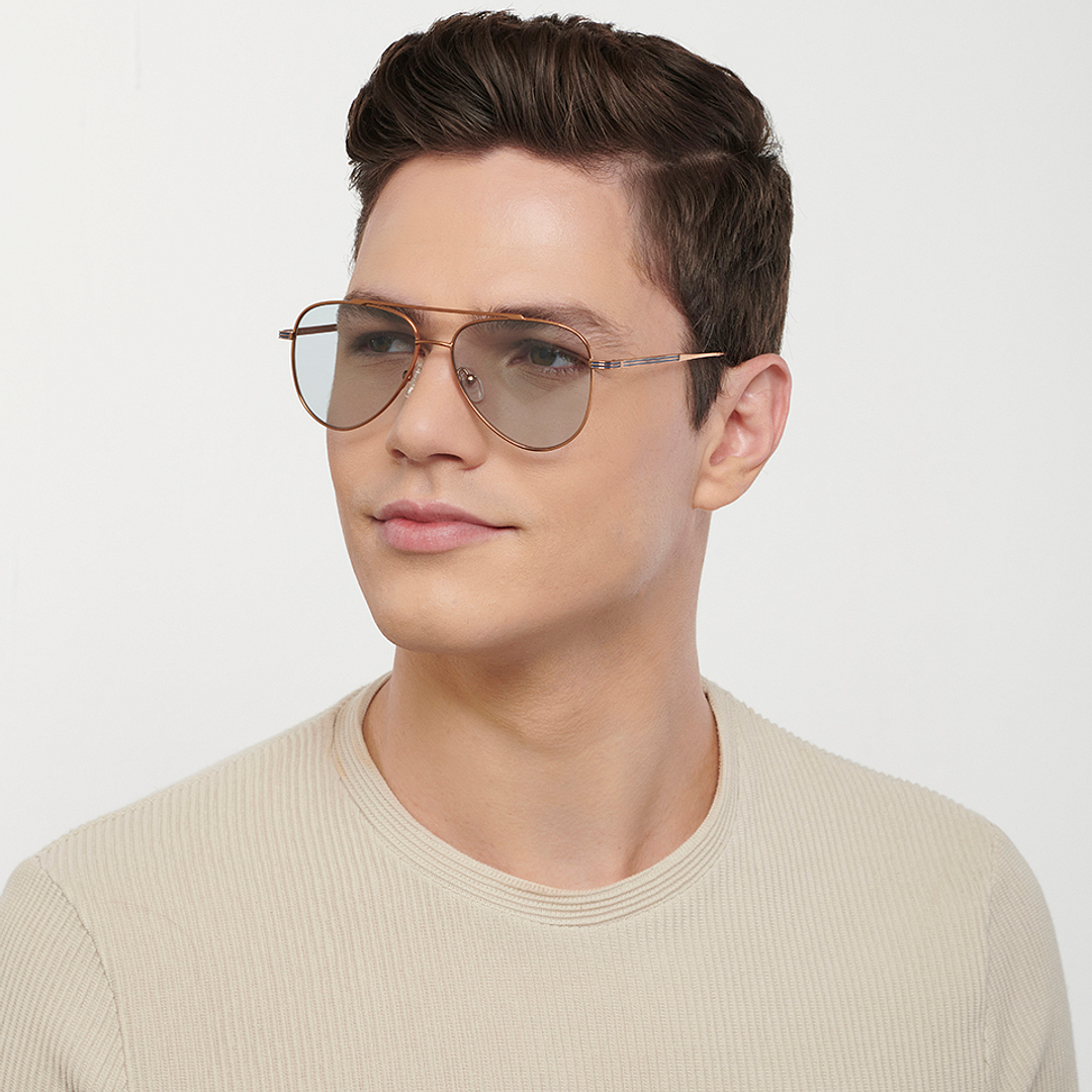 John Jacobs Gold Full Rim Aviator left side