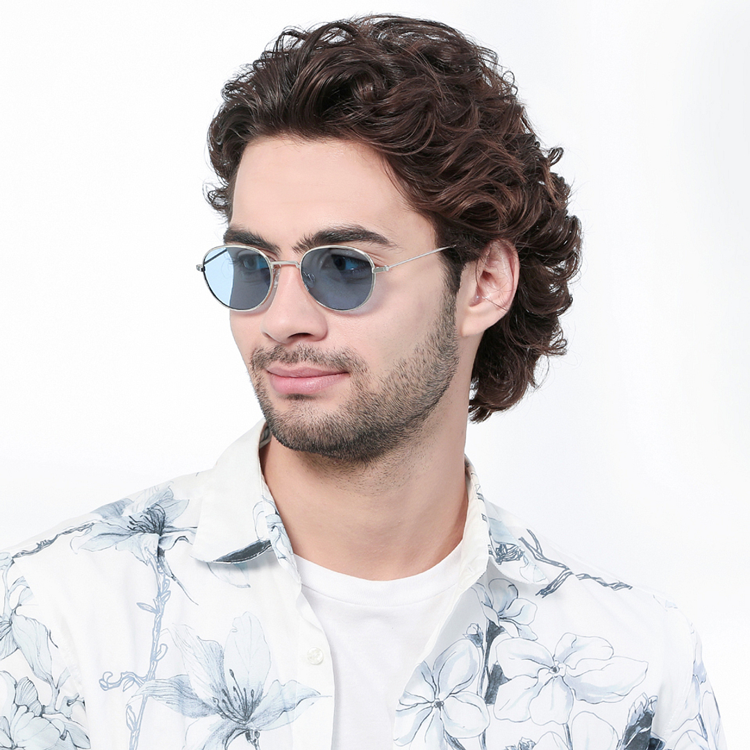 John Jacobs Online Sky Blue Full Rim Round left side