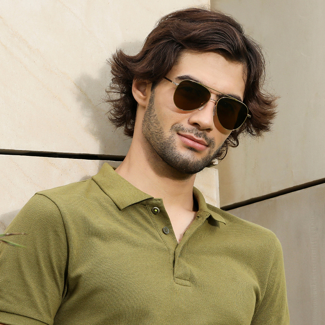 John Jacobs Gold Full Rim Aviator left side