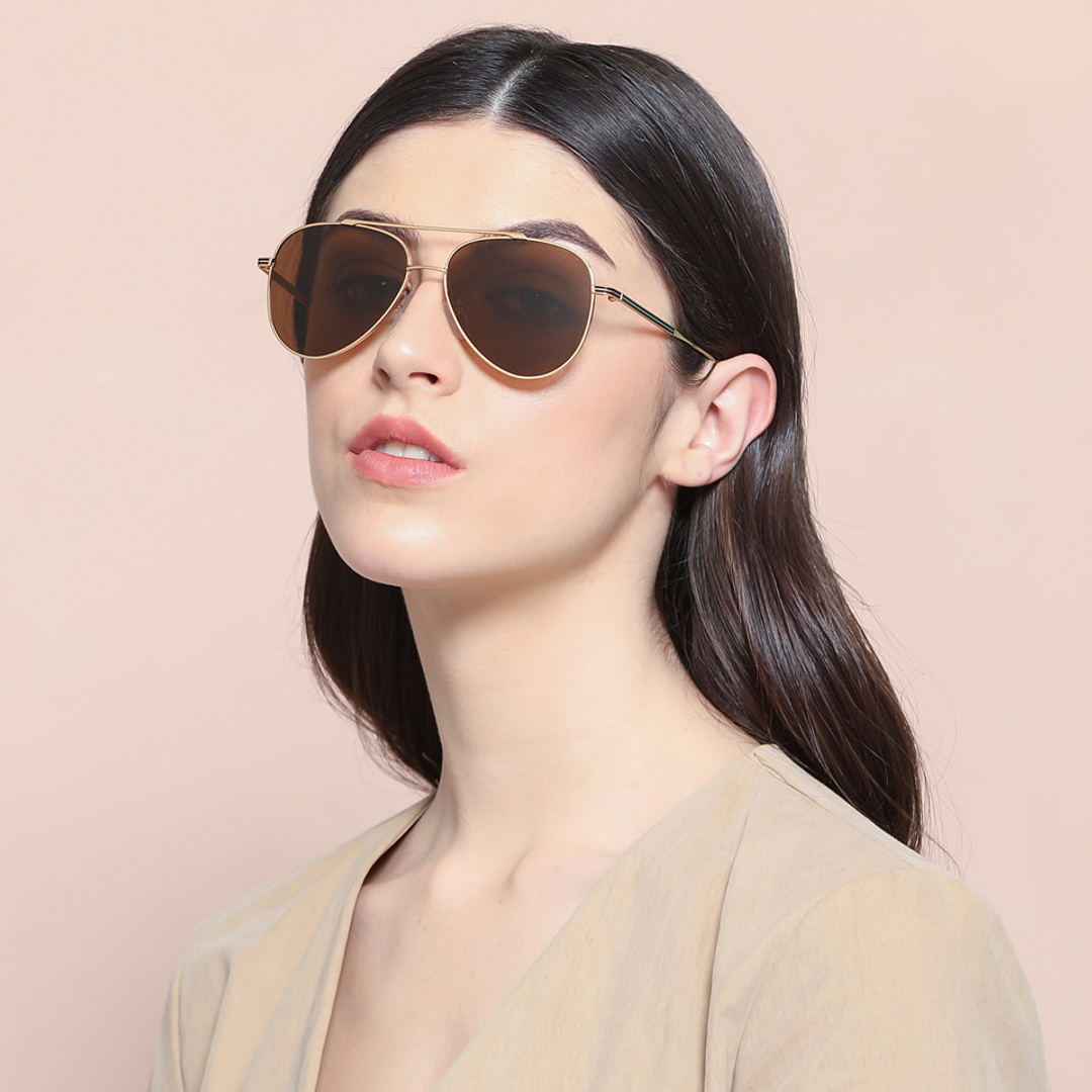 John Jacobs Gold Full Rim Aviator left side