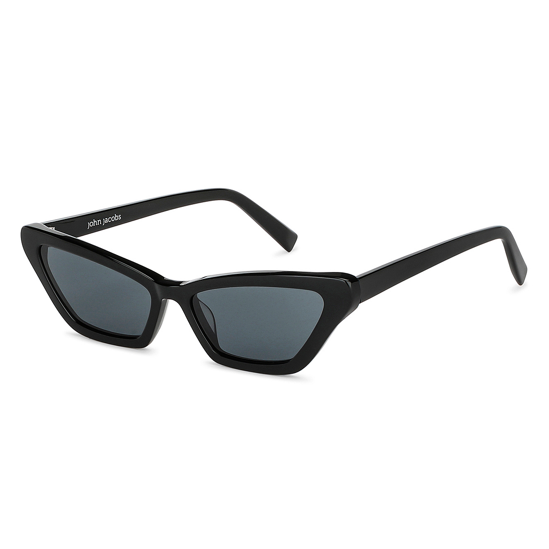 John Jacobs Black Full Rim Geometric left side