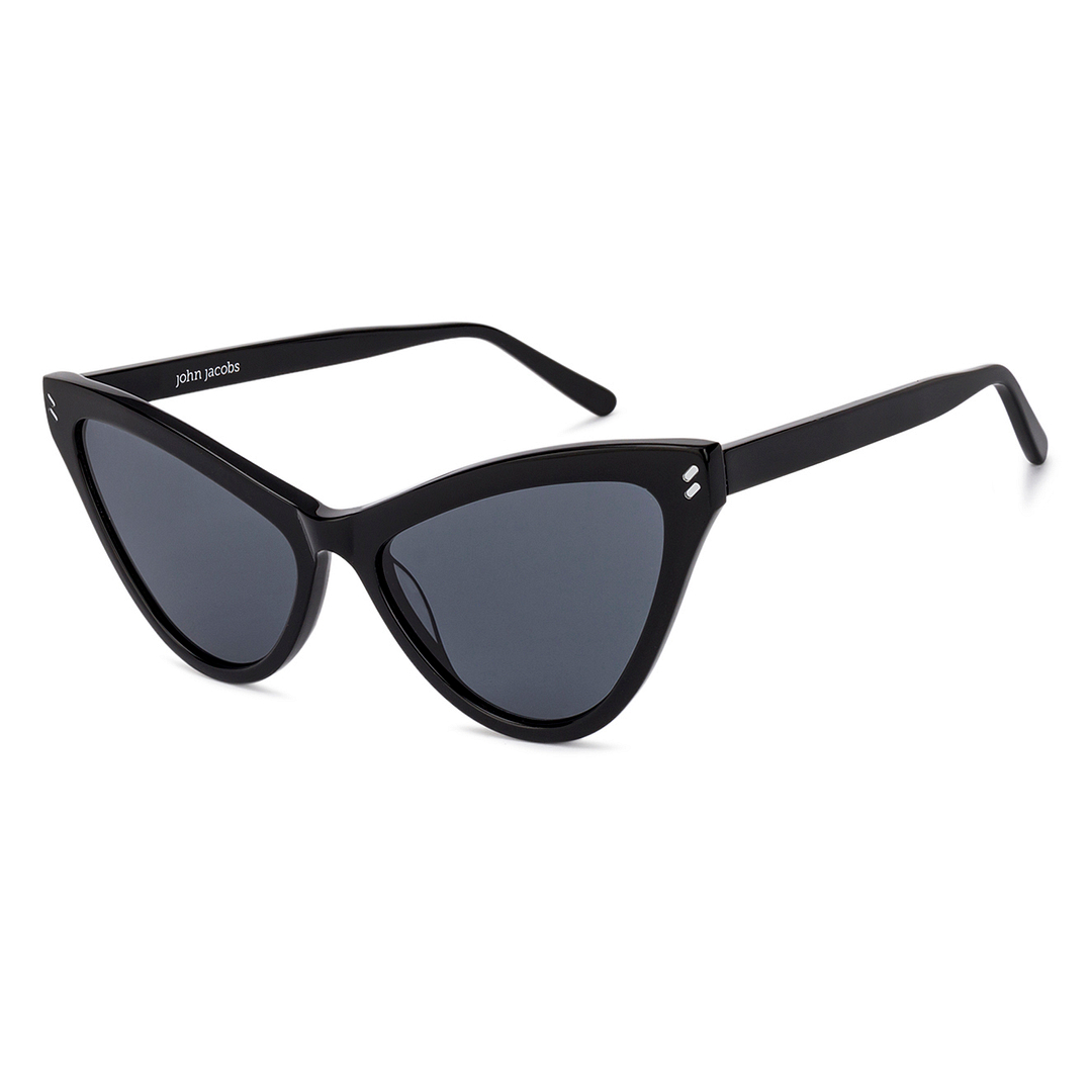 John Jacobs Black Full Rim Cat Eye left side