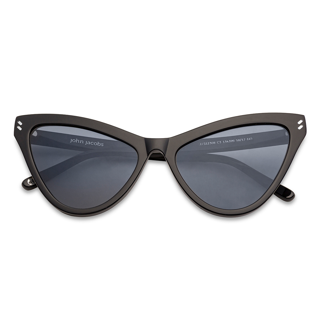 John Jacobs Black Full Rim Cat Eye left side