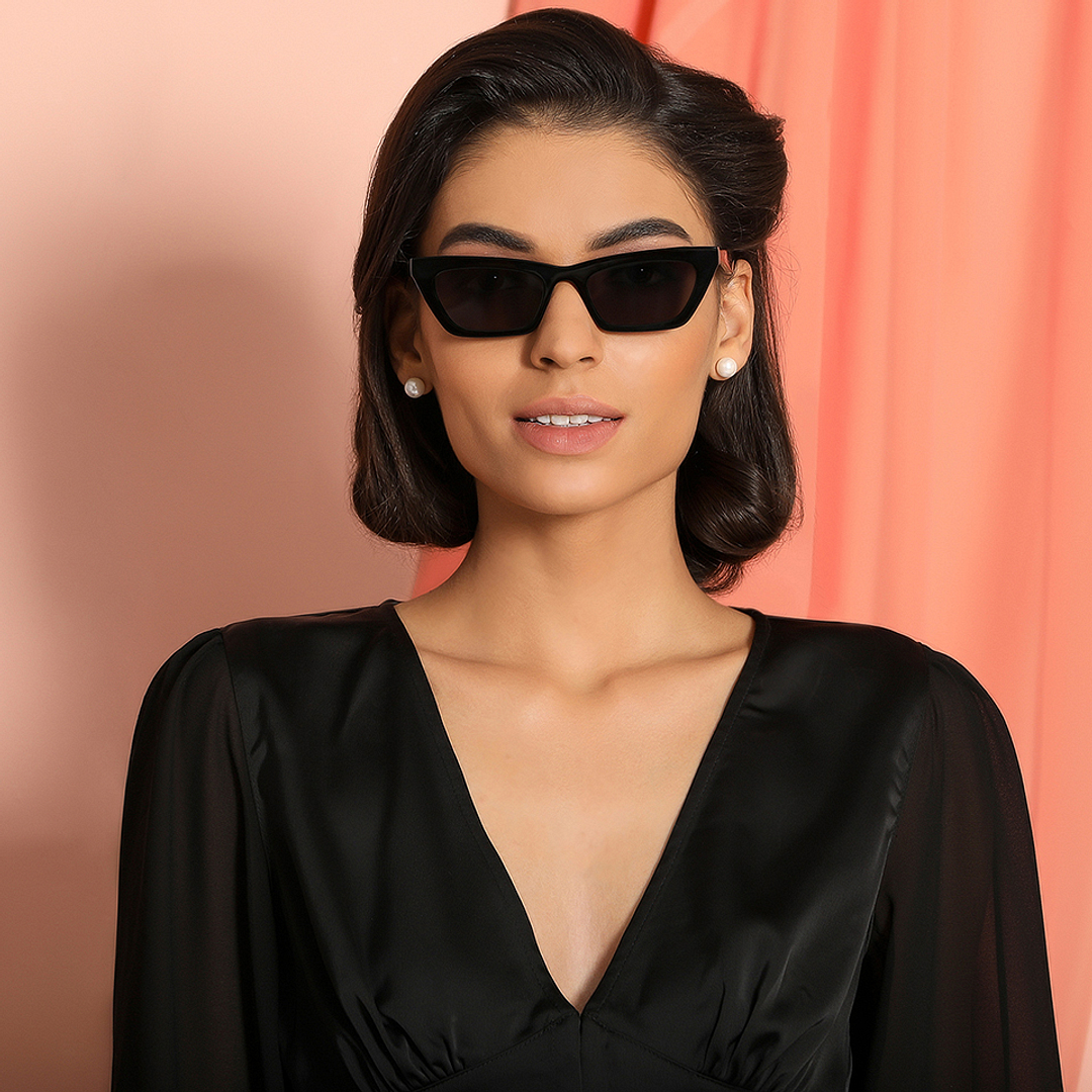 John Jacobs Online Black Full Rim Cat Eye left side