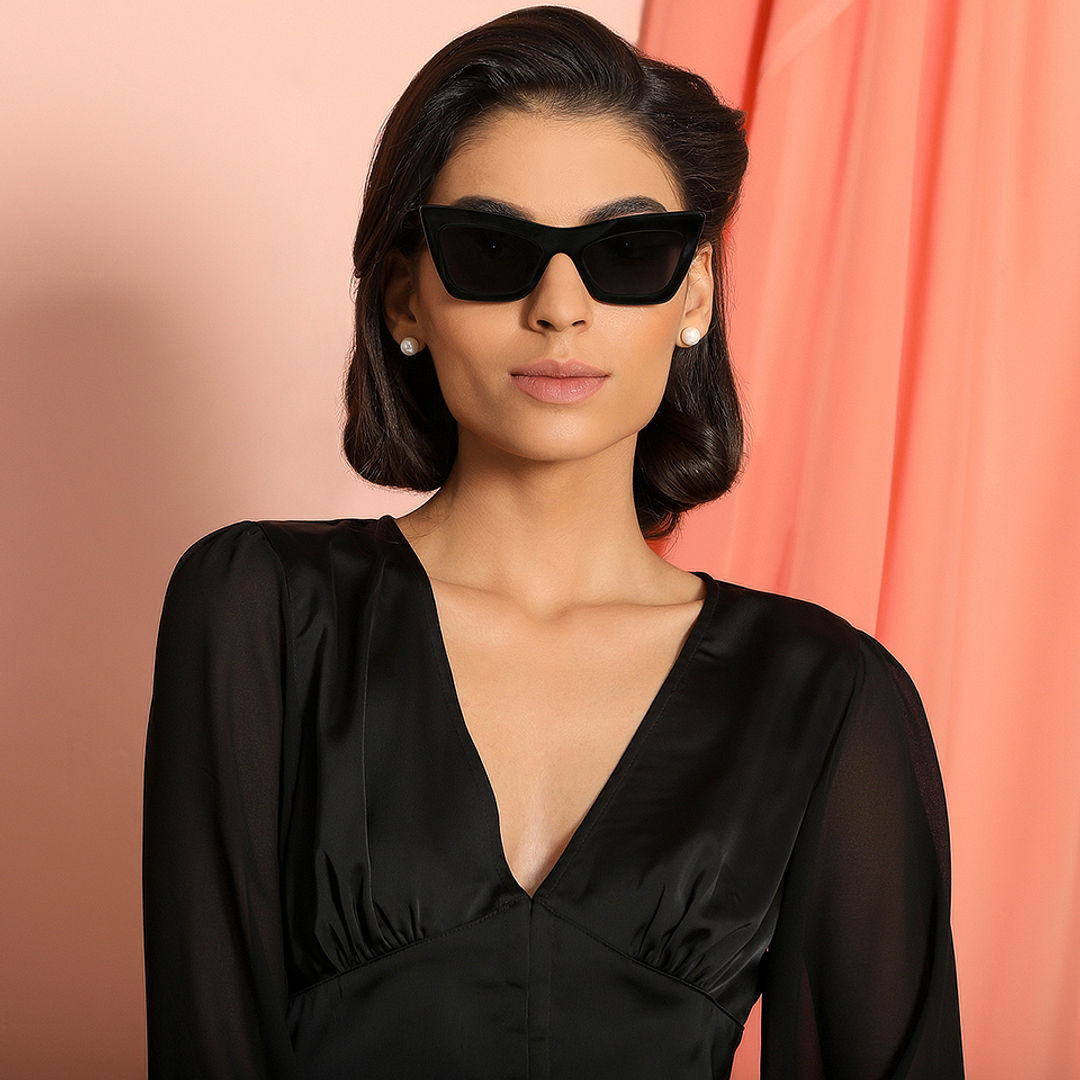 John Jacobs Black Full Rim Cat Eye left side