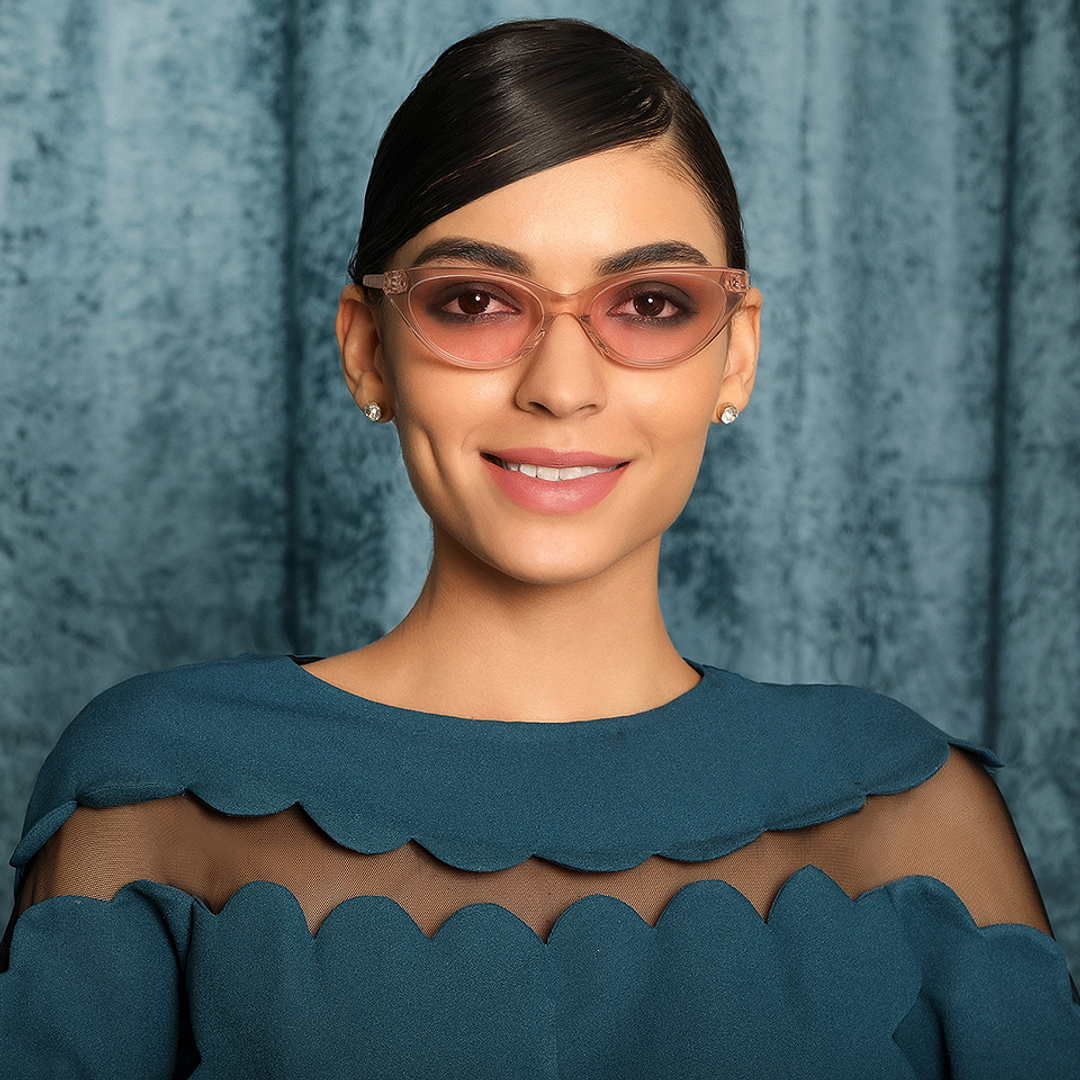 John Jacobs Online Pink Transparent Full Rim Cat Eye right side