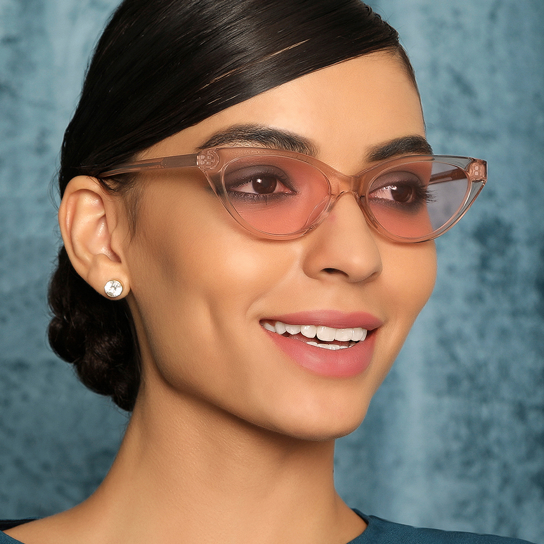 John Jacobs Online Pink Transparent Full Rim Cat Eye left side