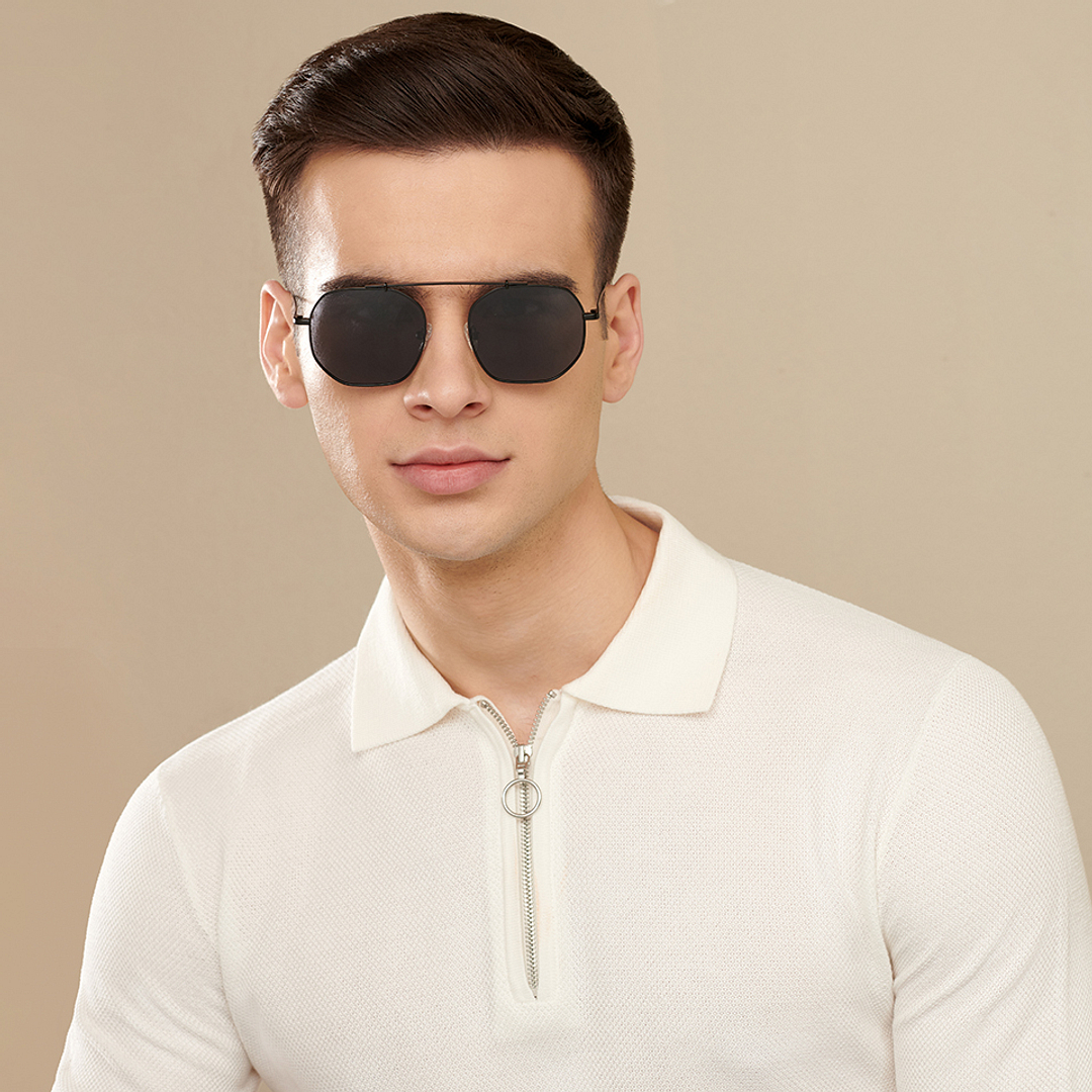 John Jacobs Black Full Rim Hexagonal left side