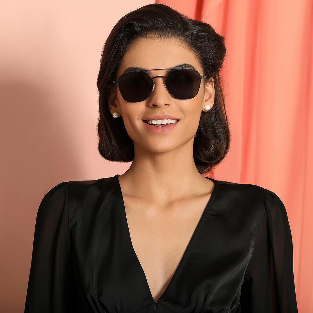 John Jacobs Black Full Rim Hexagonal left side