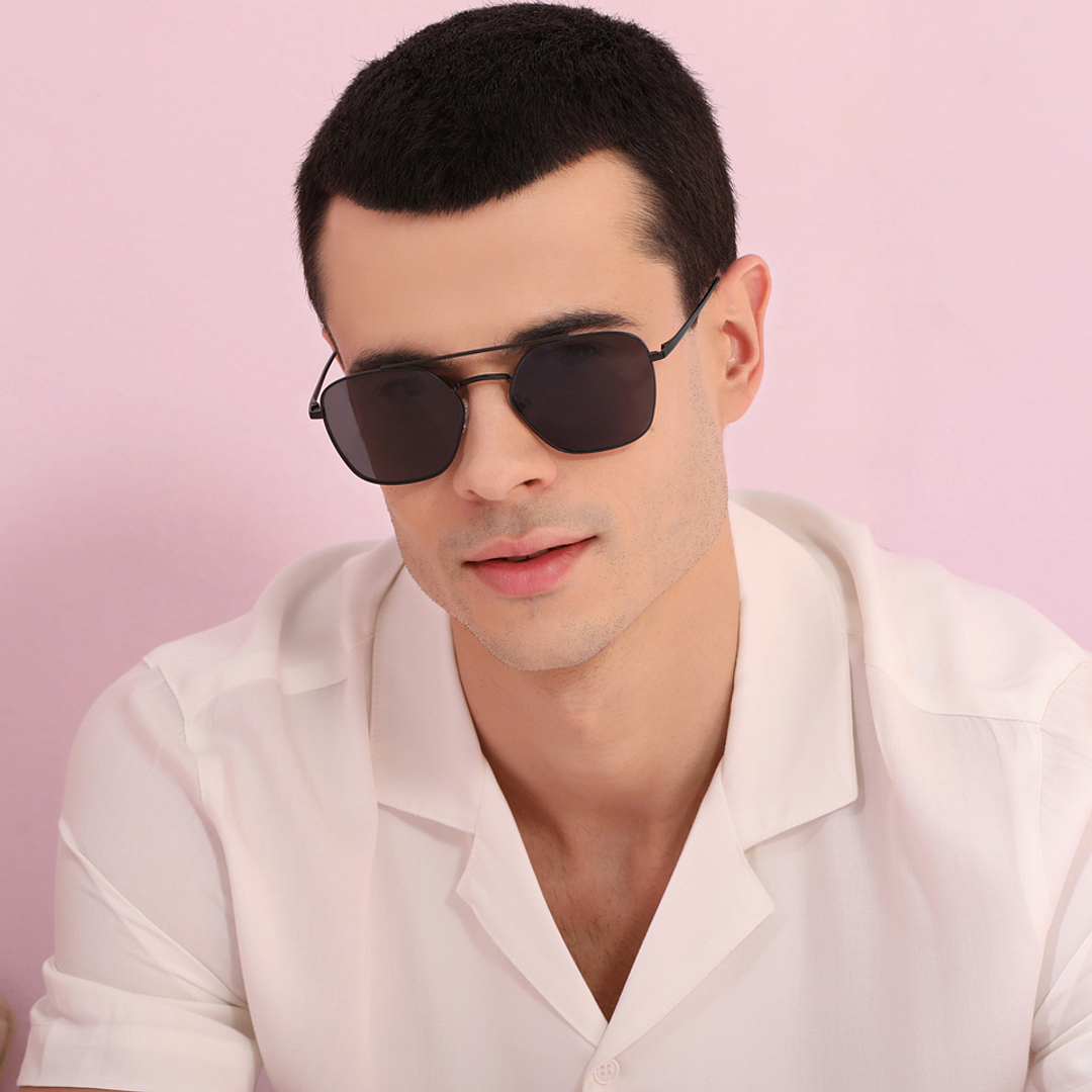 John Jacobs Black Full Rim Hexagonal left side