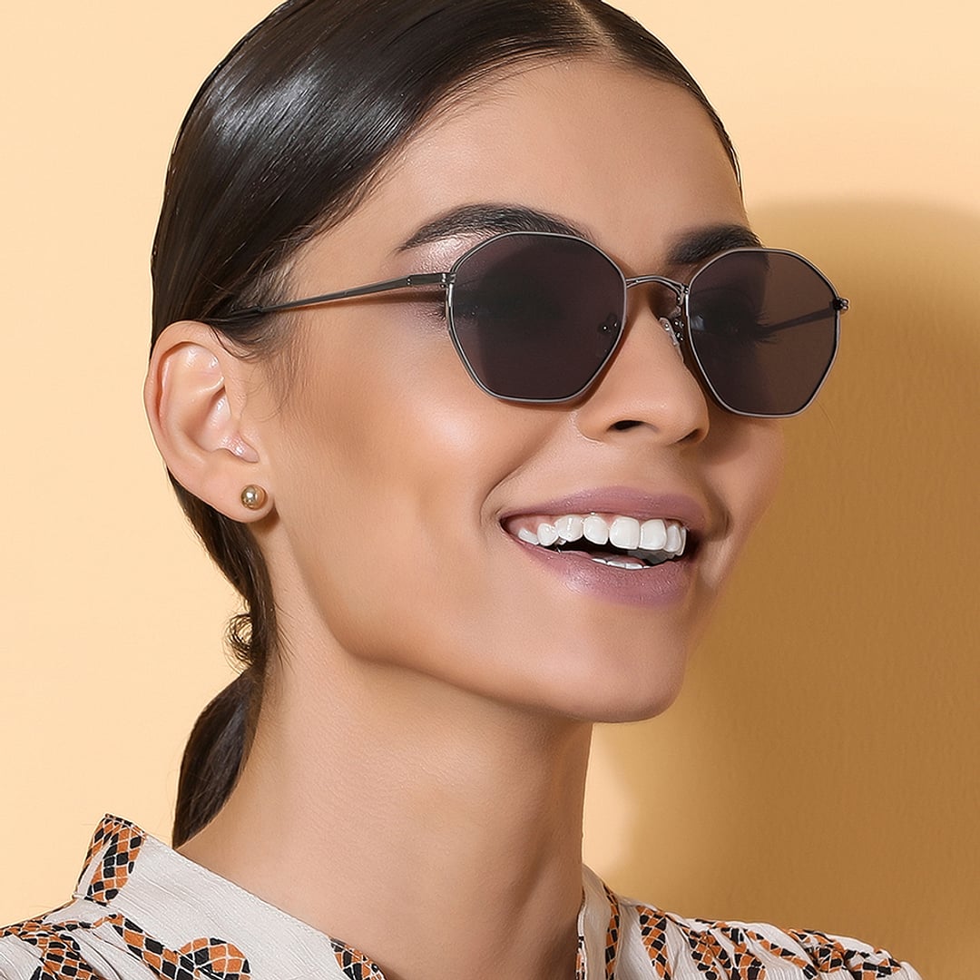 John Jacobs Gunmetal Full Rim Hexagonal right side