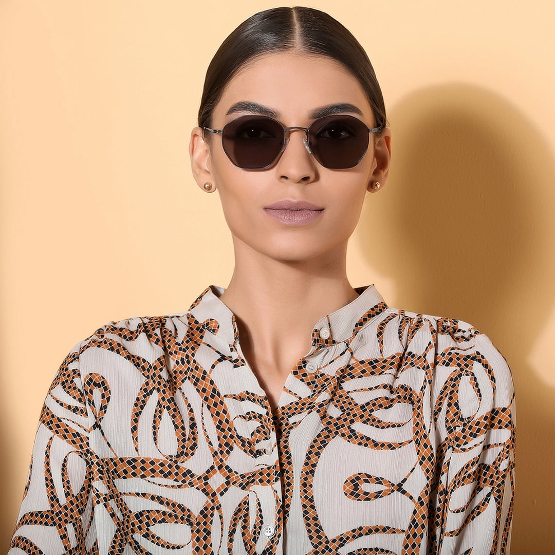 John Jacobs Gunmetal Full Rim Hexagonal left side