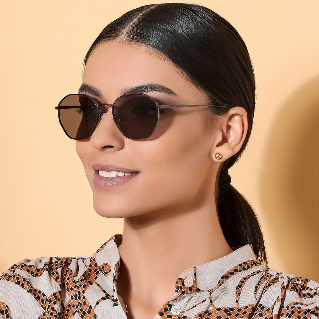 John Jacobs Gunmetal Full Rim Hexagonal left side