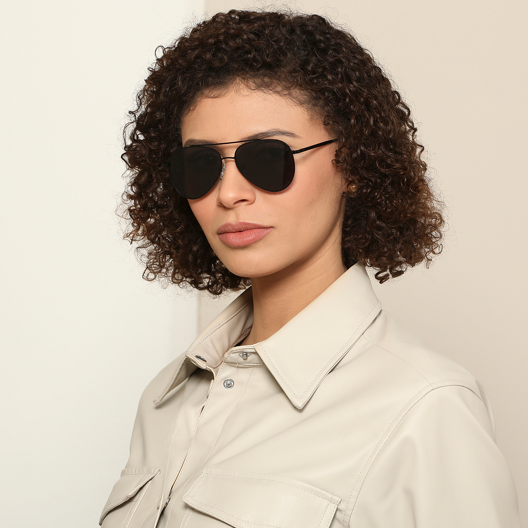 John Jacobs Black Full Rim Aviator left side