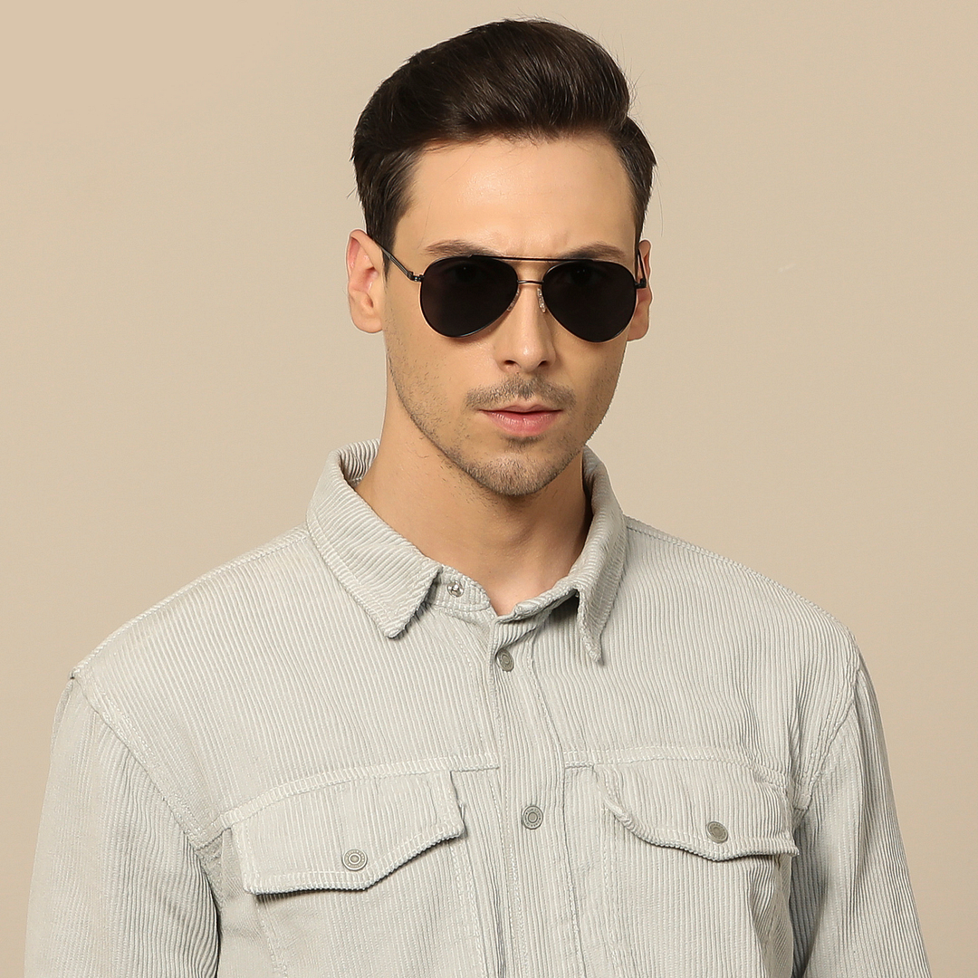 John Jacobs Black Full Rim Aviator right side