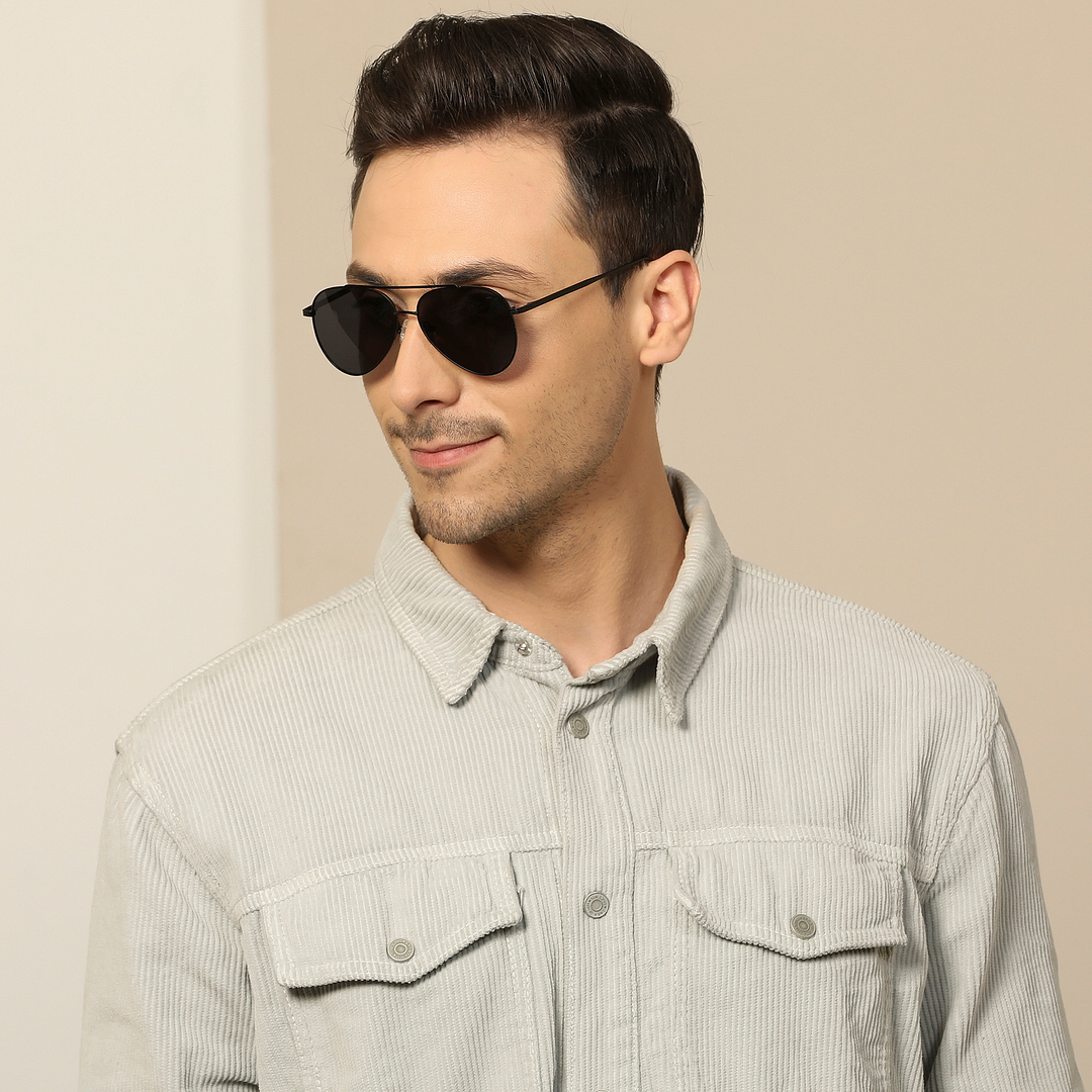 John Jacobs Black Full Rim Aviator left side