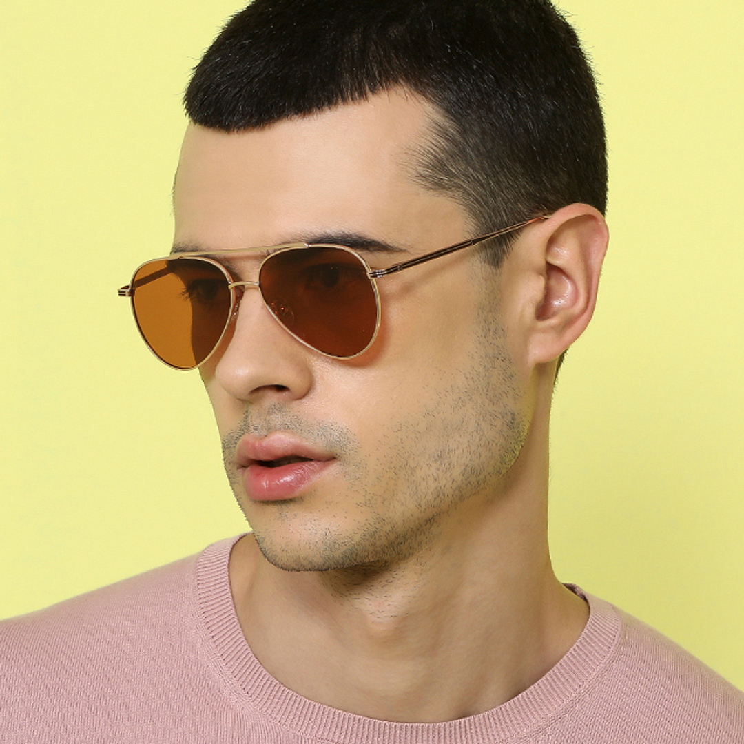 John Jacobs Gold Full Rim Aviator left side