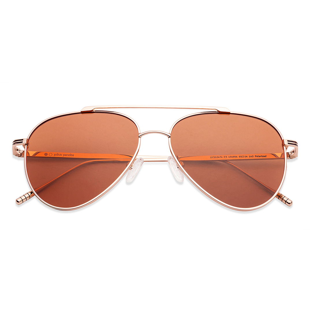 John Jacobs Gold Full Rim Aviator left side