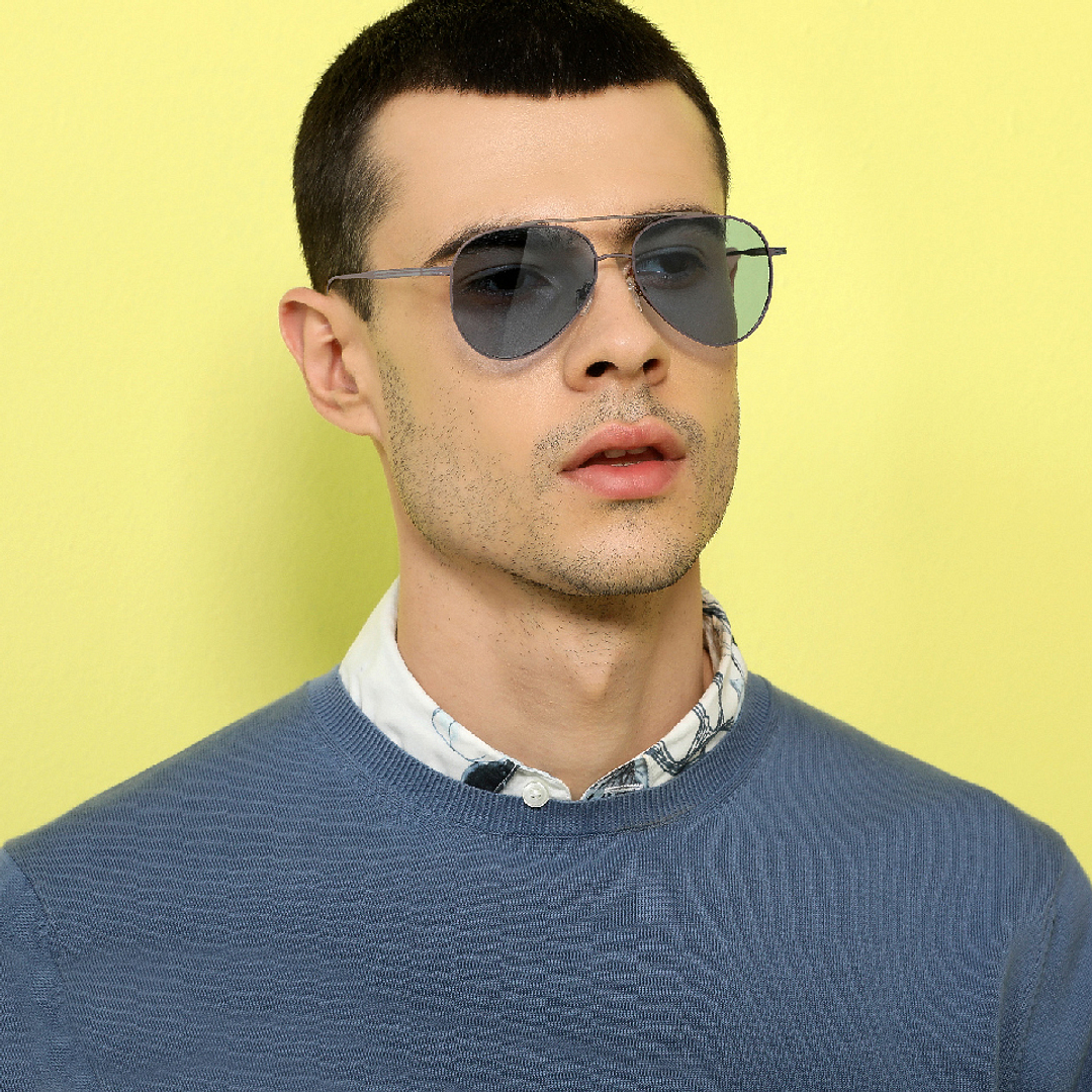 John Jacobs Online Gunmetal Full Rim Aviator left side