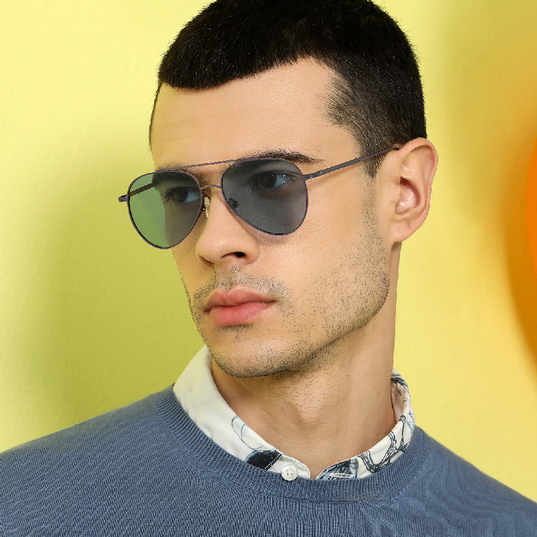 John Jacobs Online Gunmetal Full Rim Aviator right side