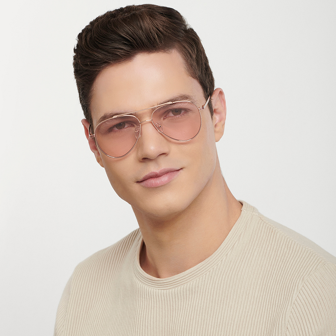 John Jacobs Rose Gold Full Rim Aviator left side