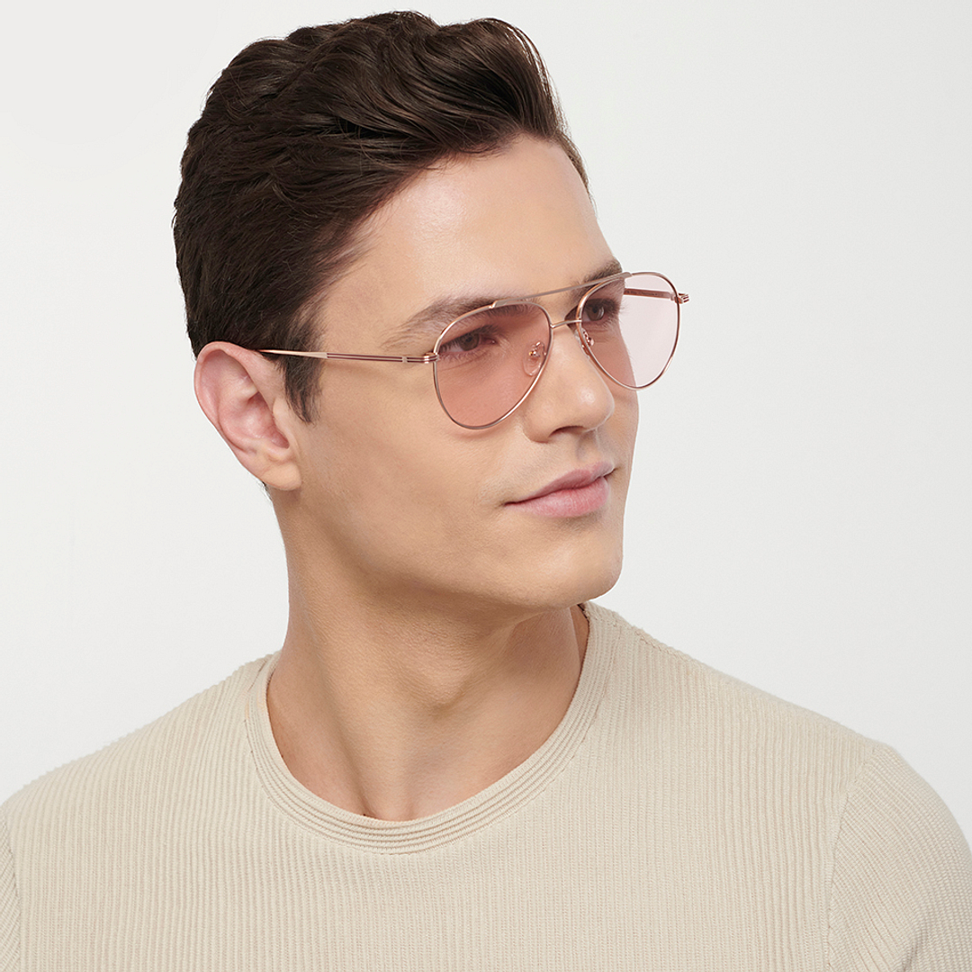 John Jacobs Rose Gold Full Rim Aviator right side