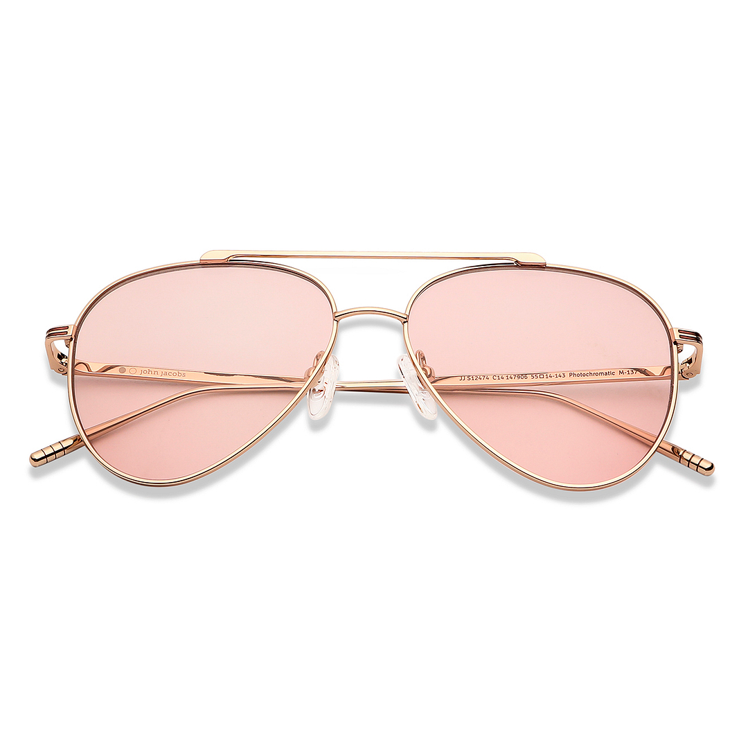 John Jacobs Rose Gold Full Rim Aviator left side