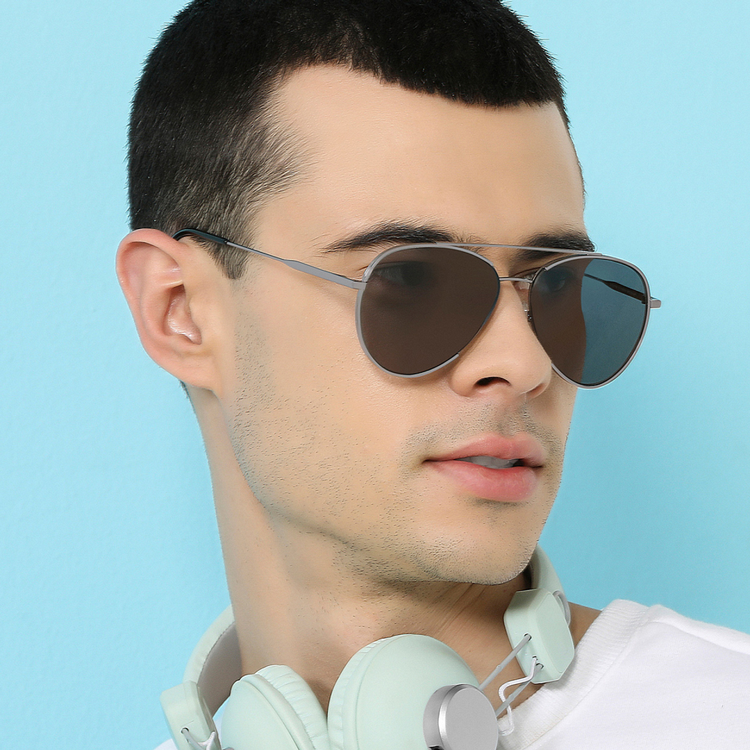 John Jacobs Grey Full Rim Aviator left side