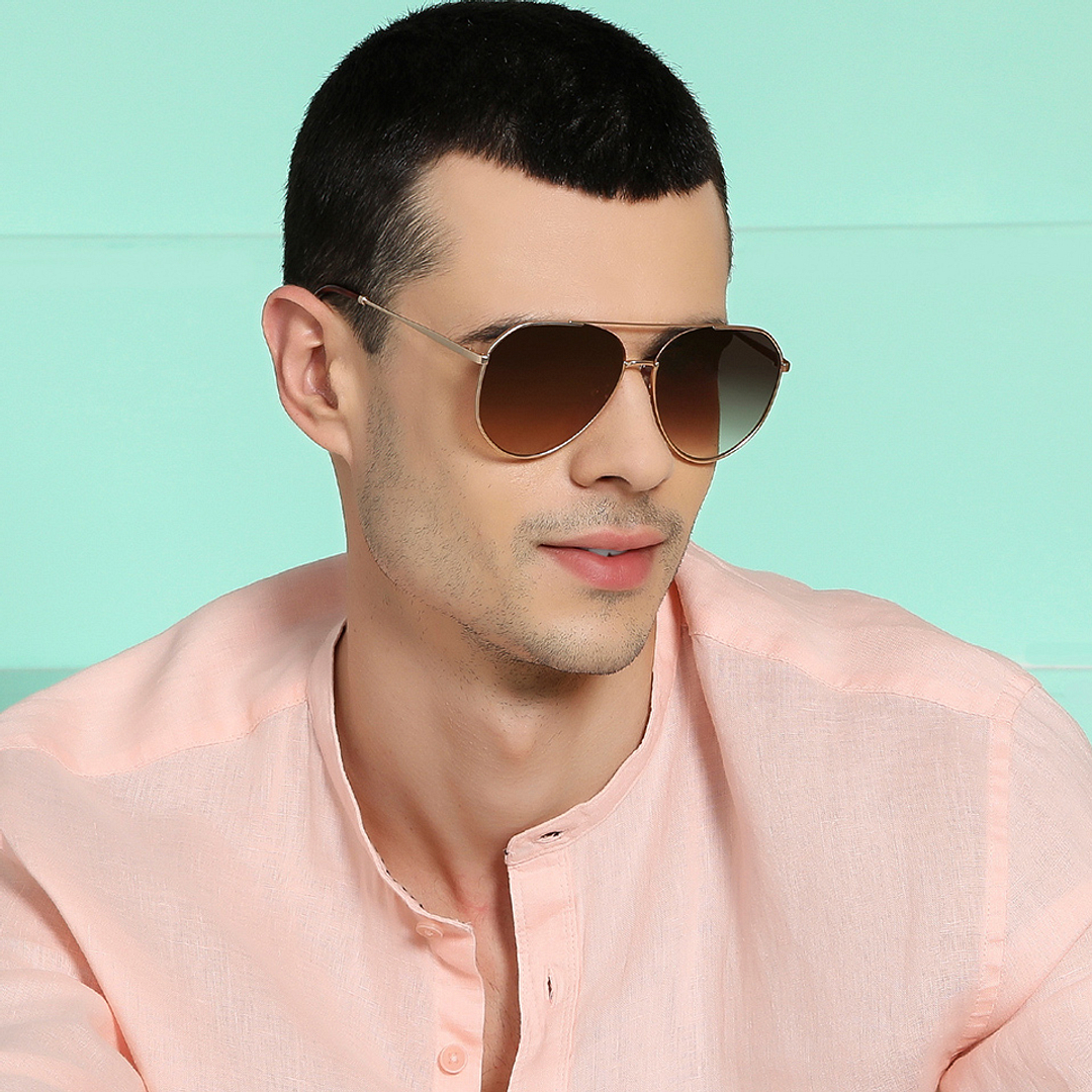 John Jacobs Online Gold Full Rim Aviator left side